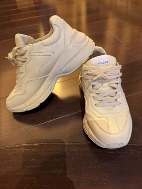 Gucci Cream/Tan Chunky Leather Trainer Sneakers